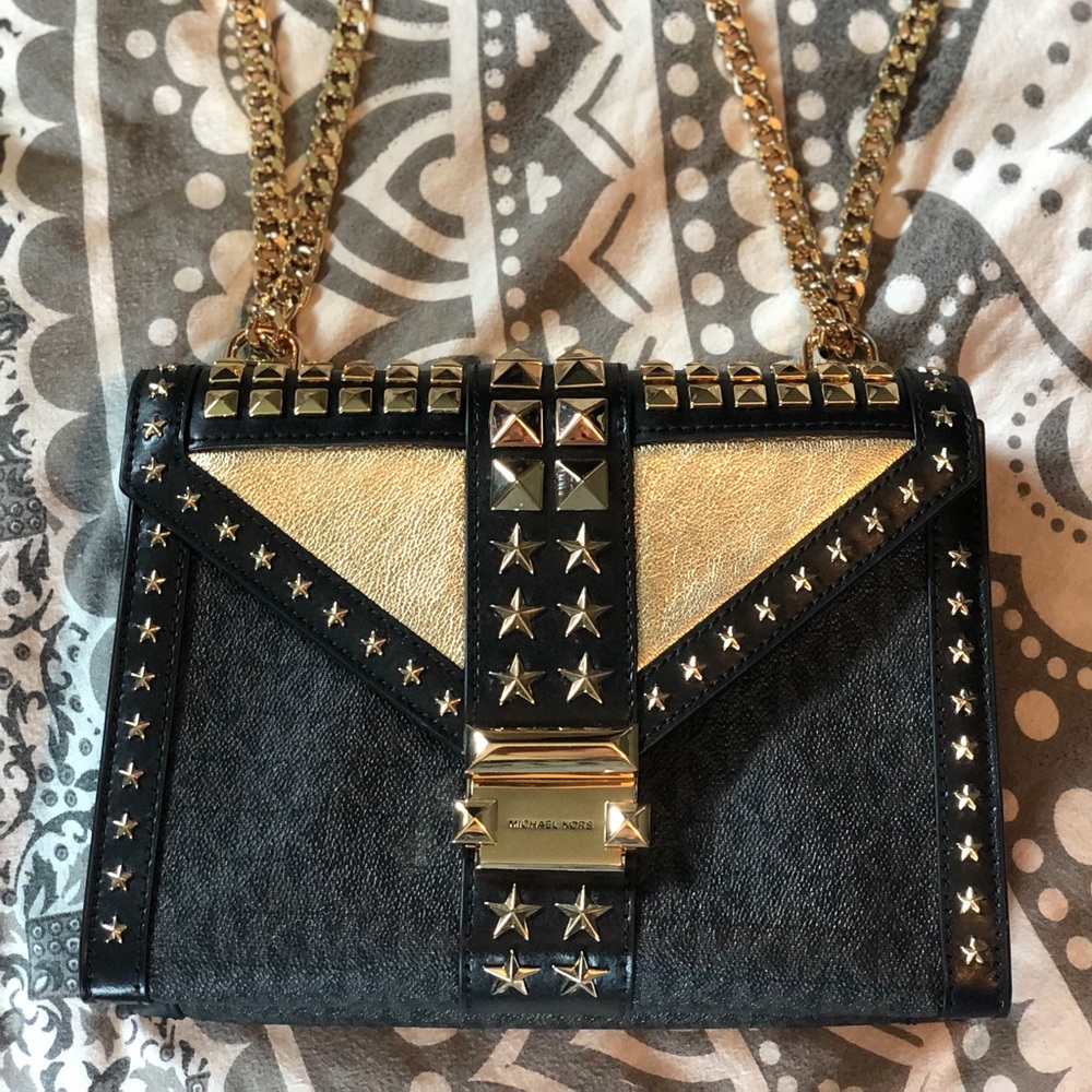 Michael Kors Logo&Leather Convertible Shoulder Bag